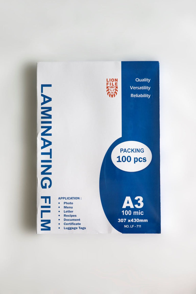 LIONFILE - Laminating Film 100μm A3 - 100pcs/packet