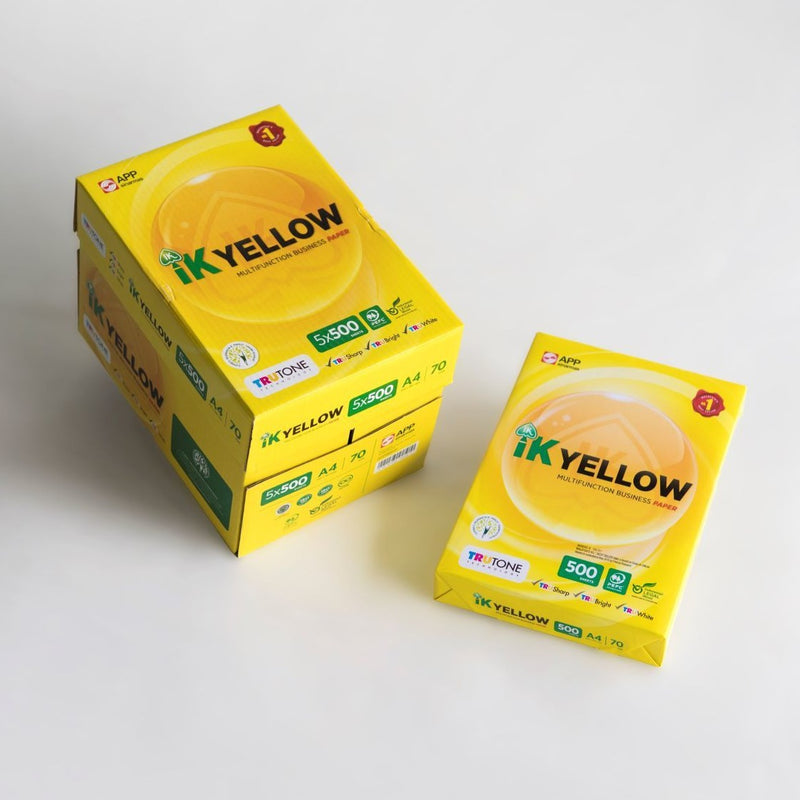 IK Yellow A4 Paper 70GSM + Lever Arch File F4 3" Bundle