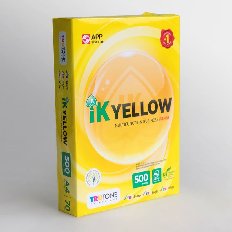 IK Yellow A4 Paper 70GSM + Lever Arch File F4 3" Bundle