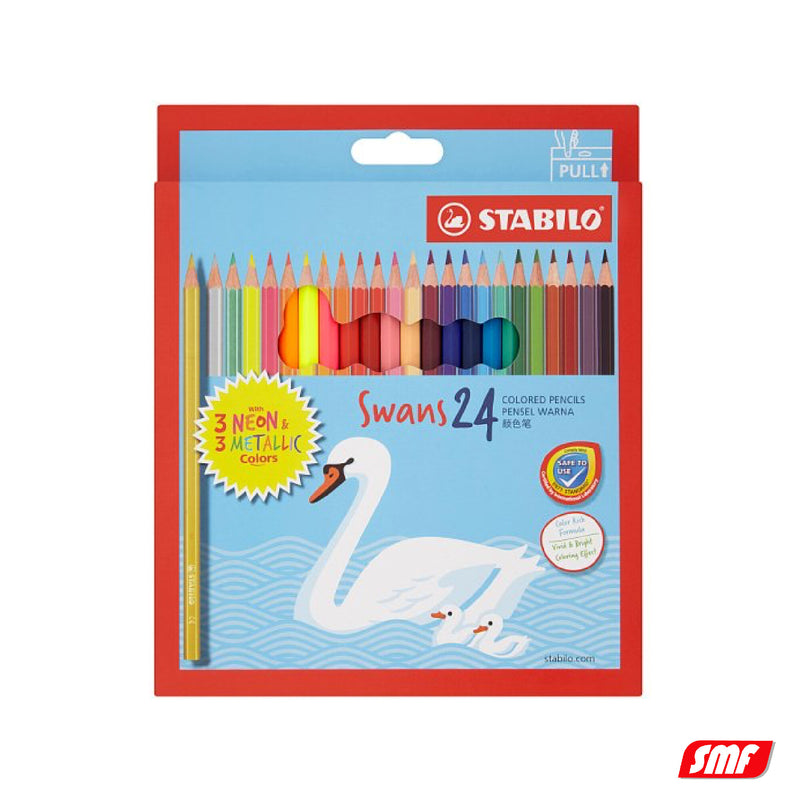Swans Colour Pencil (M/NEON) 24'S