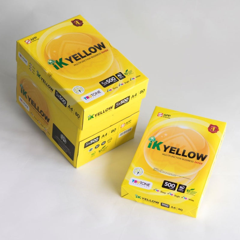 IK Yellow A4 Photocopy Paper 80GSM (500'S) -Reams