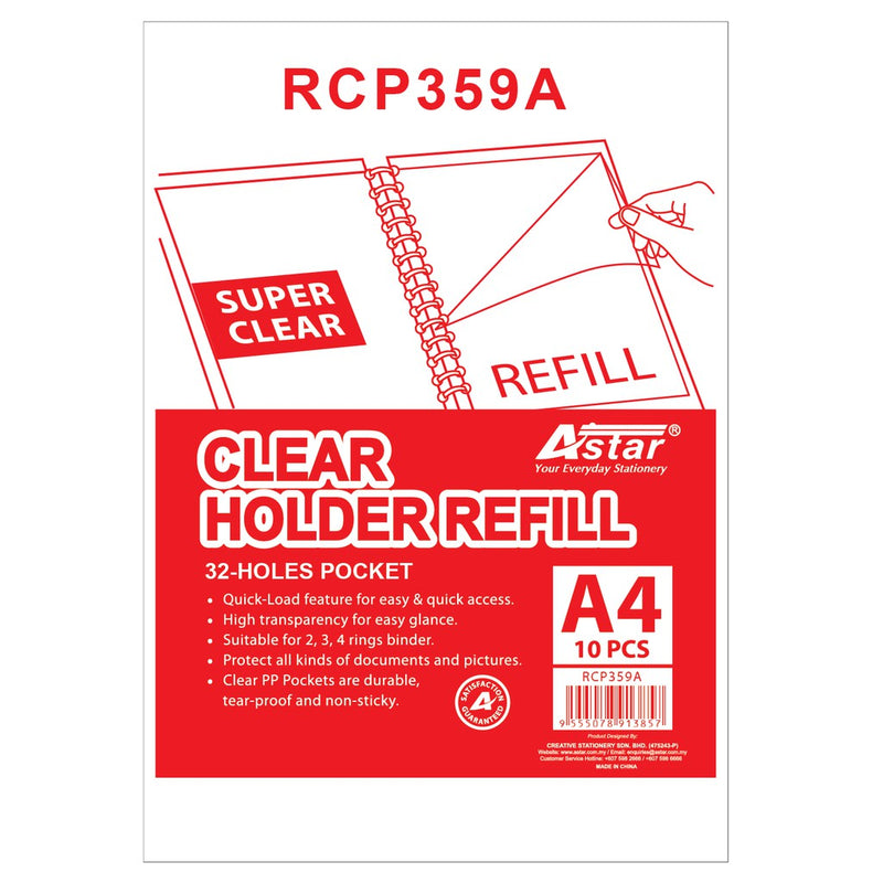 Astar Clear Holder Refill A4 10pcs/pkt
