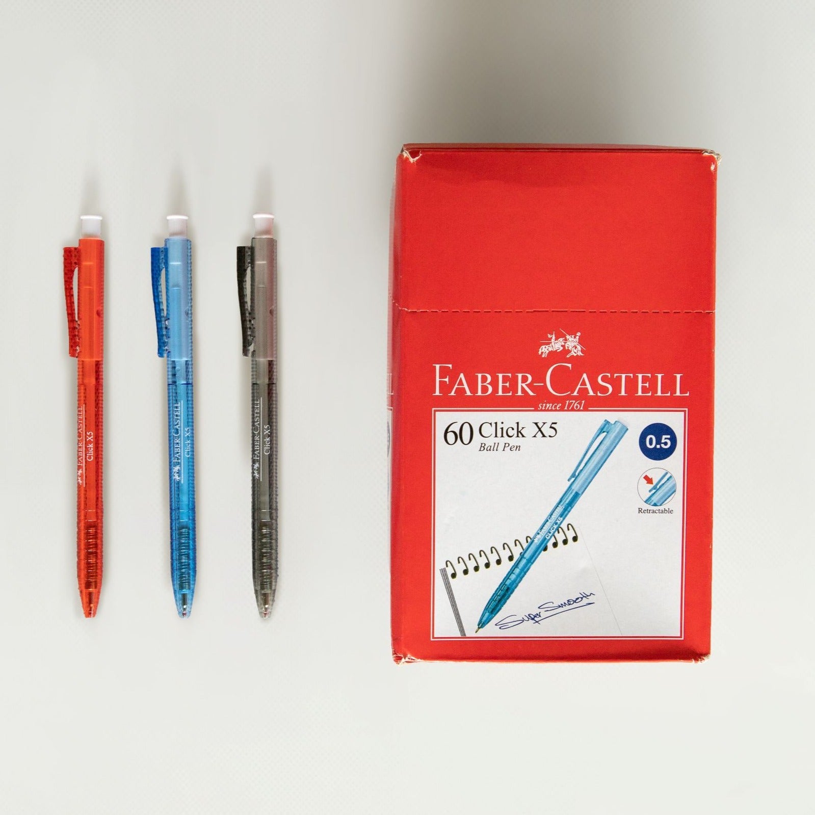 FABER-CASTELL CLICK X5 (XF) 0.5MM BALL POINT PEN (BLACK/BLUE/RED