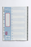 LIONFILE A4 12 tab Index Dividers 0.13mm PP Numbered