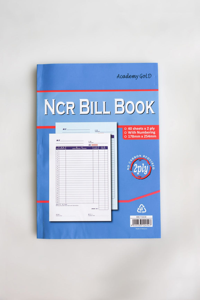 Academy Gold - NCR Duplicate Bill Book 7 x 10 - 2 ply (10 books/pkt)
