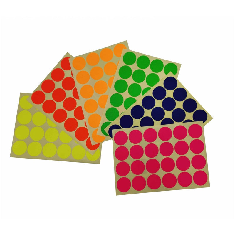Self Adhesive Coloured Round Labels - 10 sheets/pack